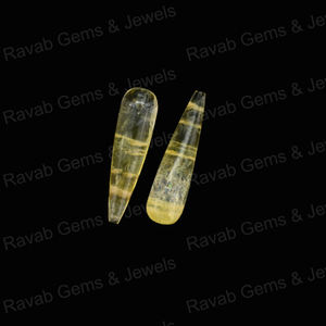 หินเลมอนควอตซ์สีเหลืองธรรมชาติทรงหยดน้ำเรียบ9x30มม. อัญมณีหลวมสำหรับการทำเครื่องประดับและบำบัด - Product Image 5