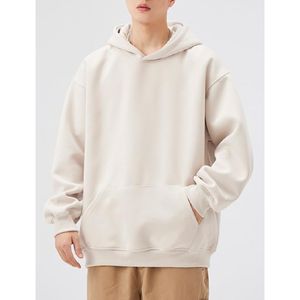 Sudaderas con capucha para hombre 2025, Sudadera con cuello redondo de algodón liso en blanco 100% para hombre, nueva moda básica para hombre, mezcla de algodón - Product Image 2