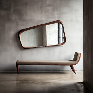 Espejo de Pared de Madera Asimétrico Art Deco Moderno Hecho a Mano, Diseño Ecológico en Forma de Lágrima - Product Image 3