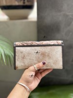 Dompet Kulit Sapi Desainer dengan Ukiran Tangan, Dompet Kulit, Tempat Ponsel, Dompet Modis untuk Wanita, Multifungsi