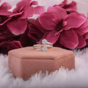 Custom Designed Flower Shape Round Cut 18KT <b>Gold</b> Diamond Full Iced <b>Ring</b> for Her Wedding Surprise Gift New Classic Trendy Style - Product Image 1