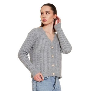 Cárdigan de Punto Suave con Cuello en V y Botones de Perla para Mujer, Suéter Cálido y Transpirable con Estampado, Prendas de Punto Elegantes, Servicios ODM y OEM - Product Image 1