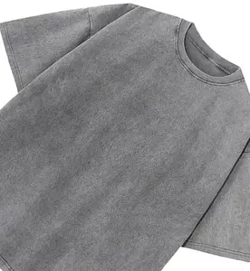 Camiseta holgada de 100% algodón lavada con ácido Vintage, ropa de calle con hombros caídos Unisex, camiseta en blanco de gran tamaño para hombre - Product Image 3