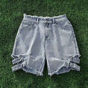 Short en jean 100% coton de haute qualité pour hommes confortable élégant motif solide tenue décontracté Streetwear - Product Image 6