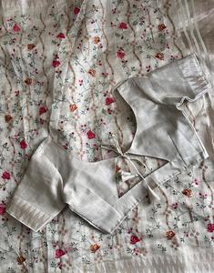 Sari indio étnico de seda banarasi para mujer, con bordado de hilo multicolor, elegante y hermoso borde, para adulto - Product Image 2