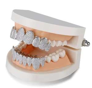 Grillz Morganite sur mesure très demandés, plaqués argent/or rhodié, style hip-hop, pour hommes et femmes, ajoutez du luxe à votre look quotidien, en gros - Product Image 5