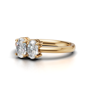 IGI Certified Lab Grown Diamond Toi Et Moi <b>Ring</b> 18K Yellow / White & Rose Gold Oval Shape Engagement <b>Ring</b> For Women - Product Image 3