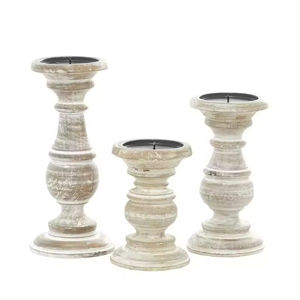 <b>Set</b> Of 3 Natural Color Candlestick Holder Hotel Decor Wood <b>Candle</b> Holder Tableware Latest Design High Quality <b>Candle</b> Stand - Product Image 6