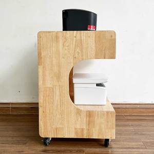 Natural Wood 2-Tier Mobile Printer <b>Shelf</b> TCN68039-60x50x70cm Office Furniture - Product Image 4