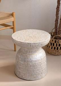 Table d'appoint en nacre, mobilier intemporel en nacre, table d'appoint en incrustation de coquillages méticuleusement conçue pour un style d'intérieur luxueux - Product Image 5