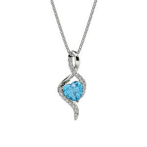 Pendentif Cœur Torsadé en Ruban Or 14 carats, Or 18 carats, Platine, Or Rose, Zircon, Diamant, Topaze, Perle, Plaqué Rhodium, Idéal pour un Cadeau - Product Image 1