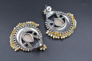 Bonne qualité en laiton matériel à la mode nouveau Design nouveauté argent double ton longues boucles d'oreilles Jhumka pour les femmes - Product Image 6