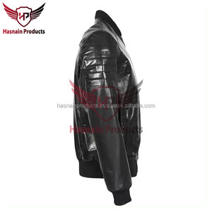 Blouson aviateur de moto en cuir véritable d'hiver de qualité supérieure pour hommes coupe-vent grande taille avec logo personnalisé disponible - Product Image 3