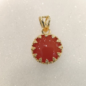 Natural Carnelian Pendant in Gold Plated Brass Cabochon Gemstone Jewelry Bezel Setting Stylish for <b>Wedding</b> <b>Anniversary</b> Party - Product Image 4
