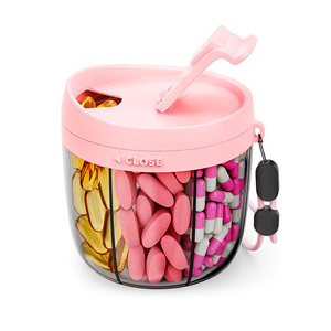 Portable Food-Grade PS Plastic Pill Organizer 7 Compartments Weekly Storage Box Waterproof Custom Logo Option Foreign Trade Pink