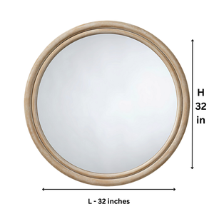 Marco de Madera Redondo Tallado con Acabado Natural para Espejo de Pared para Sala de Estar o Dormitorio, Marco de Madera Estético para Espejo Redondo para Pasillo - Product Image 6