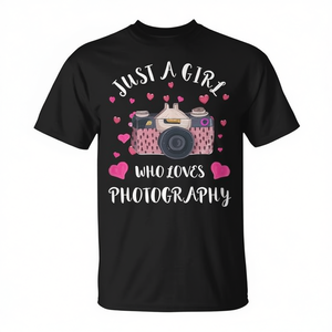 T-shirt pour femme, col rond, manches courtes, impression numérique, taille adulte, Just A Girl Who Loves Photography Camera - Product Image 2
