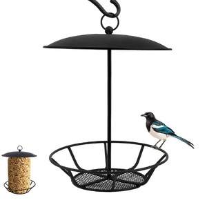 Comedero para pájaros de metal con techo cónico y diseño de pájaro para uso en exteriores, hecho a mano. - Product Image 4