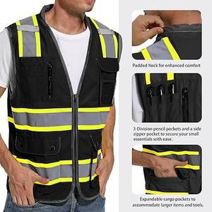 Gilet de sécurité d'hiver réfléchissant en toile orange pour arpenteur, respirant, haute visibilité, vêtement de travail personnalisé, téléchargé par Dress Sports - Product Image 5