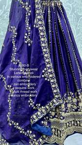 Vêtements de mariage de créateur de qualité supérieure Mousseline de soie satinée lourde à la mode avec broderie Lehenga Choli Lehenga Choli - Product Image 6