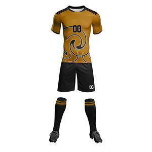 Tenue de football personnalisée unisexe à impression numérique pour clubs – Ensemble léger 100 % polyester, séchage rapide, respirant, col ras du cou, short inclus - Product Image 3