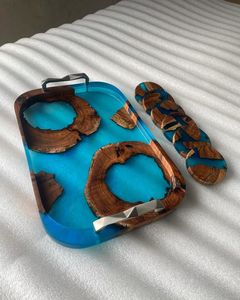 New Arrival RESIN WOODEN Modern Design Square Shape Epoxy Resin & Wood <b>Ashtray</b> Joint Custom Color Logo <b>Portable</b> Indoor and Out - Product Image 1