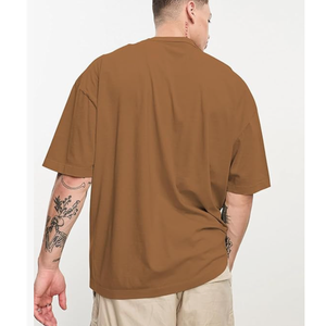 Logo personnalisé imprimé T-shirt surdimensionné épais pour hommes 100% coton biologique de haute qualité Logo uni à motif avant 180 grammes - Product Image 4