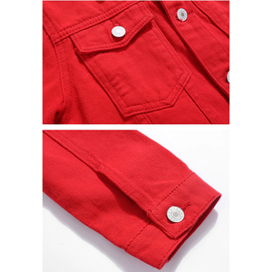 Chaqueta vaquera de algodón transpirable con bordado, de talla grande, a la moda, para adultos, de color liso, con solapa y botonadura sencilla, venta al por mayor. - Product Image 6