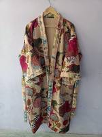 Peignoir en coton indien imprimé floral fait à la main Robe longue Kimono Style Kantha Vêtements de nuit grande taille Prix de gros