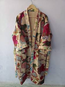 Peignoir en coton indien imprimé floral fait à la main Robe longue Kimono Style Kantha Vêtements de nuit grande taille Prix de gros - Product Image 2