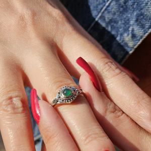 Bague en argent avec pierres précieuses pour petits enfants Bague en argent avec pierres précieuses onyx vert bague en argent - Product Image 1