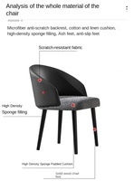 Chaise de salle à manger en cuir véritable de luxe moderne, chaise de salle à manger rembourrée en velours avec pieds en bois massif pour restaurant, salle à manger.