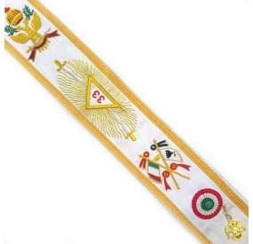 Écharpe de la Rose Croix Maçonnique de la Loge Regalia - AASR - 33e degré - Drapeaux de tous les pays - Ruban blanc avec broderie très riche - Product Image 3