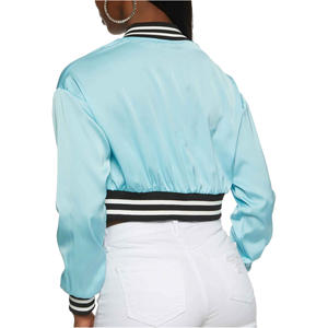 Chaquetas universitarias de talla XS para mujer de tendencia superior con bordado de ganchillo recortado satén teñido corto de nailon transpirable para otoño - Product Image 6