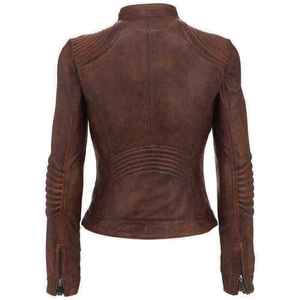 Chaqueta Casual de Piel de Oveja Genuina para Mujer, de Primera Calidad, Transpirable, con Cierre, Ecológica, Resistente al Viento, Forro de Algodón y Viscosa - Product Image 4