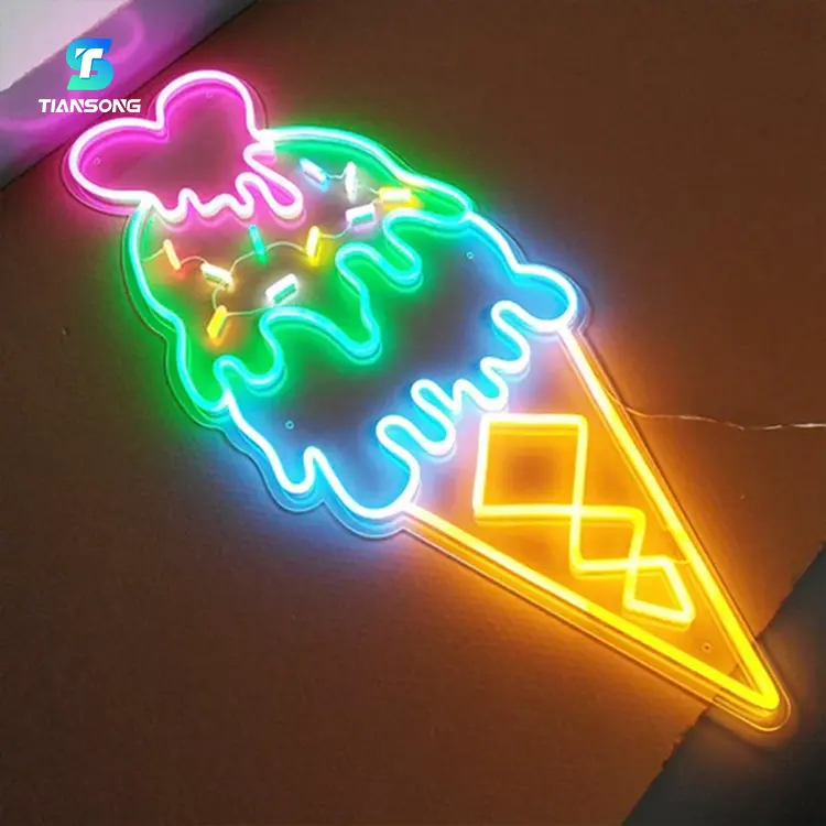 Dropship tanda Neon es krim tanda Led akrilik kustom lampu Neon tanda untuk pesta ulang tahun pernikahan