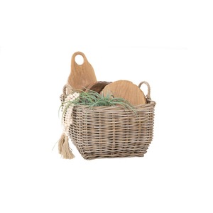 Slanted Rattan <b>Basket</b> with Handle Handmade <b>Storage</b> <b>Basket</b> Wholesale eco-friendly Made in Viet Nam - Product Image 2