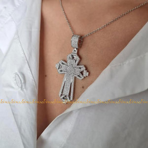 Hip Hop Jesus <b>Cross</b> Fine Jewelry Pendants & Charms Fully Bust Down With Round Cut Lab Grown Diamonds in 10kt <b>White</b> <b>Gold</b> - Product Image 5