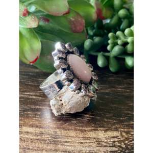 Southwest Handmade <b>Rose</b> <b>Quartz</b> & Amethyst Sterling Silver Bezel Set Adjustable <b>Ring</b> - Product Image 3