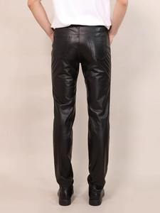 Pantalones de motociclista de cuero genuino de vaca de otoño para hombre, moda Punk, ropa de calle ajustada informal, pantalón lápiz negro a prueba de viento - Product Image 4
