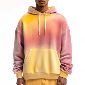 2025 <b>Men's</b> Cotton Fleece <b>Thick</b> Gradient Color <b>Hoodie</b> Sweatshirt <b>Men</b> Streetwear Long Sleeve Oversized Streetwear Pullover Hoodies - Product Image 3