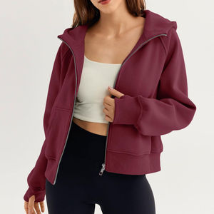 Personnalisable Vêtements pour Femmes Zipper Hoodies Coton Polaire Surdimensionné À Manches Longues Contraste Zip Solide Couleur Femmes Hoodies Street Style - Product Image 3