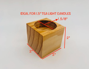 Wooden Square <b>Tea</b> <b>Light</b> Holder Set of 6 Natural Finish Home Decoration Candle Holders - Product Image 1