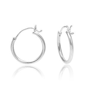 Pendientes finos clásicos de moda, pendiente de aro liso de Plata de Ley 925 para mujer y Niña - Product Image 6