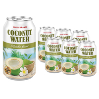 Private Label Chocolade-gevulde Kokoswater 330ml Aluminiumblik Vietnam Laagcalorie Klaar om te drinken Bulk HALAL HACCP Gecertificeerd 24