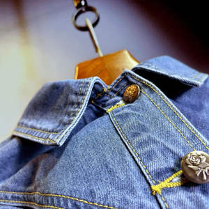 Women's Distressed <b>Denim</b> <b>Jacket</b> with Cotton Knitted Fabric Stripe Detail-Eco-Friendly Streetwear Fashion in Economical Prices - Product Image 5