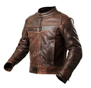 Veste en cuir véritable pour homme, style motard usé, café racer, moto, prix de gros, OEM - Product Image 6
