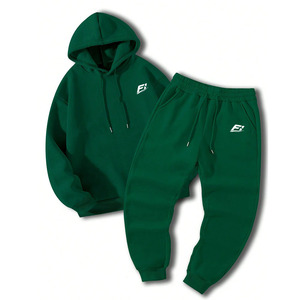 Wholesale Men's 100% Cotton Fleece Tracksuit Pullover Top Jogger Bottom Custom Logo Two Piece Apparel OEM Private Label Supplier - Product Image 3