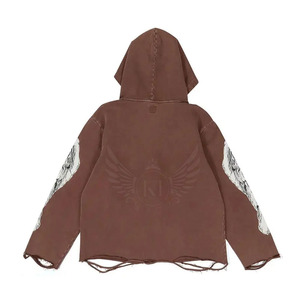 Sweats à capuche à manches longues lavés à l'acide respirant facile à la mode adulte dernière conception sweats à capuche lavés à l'acide - Product Image 2