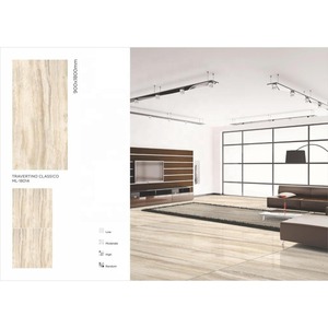 90x180cm Porcelain Slab Tiles Travertino Crema Glossy 10mm 3x6ft Floor Wall Design 900x1800mm Glazed Ceramika - Product Image 2